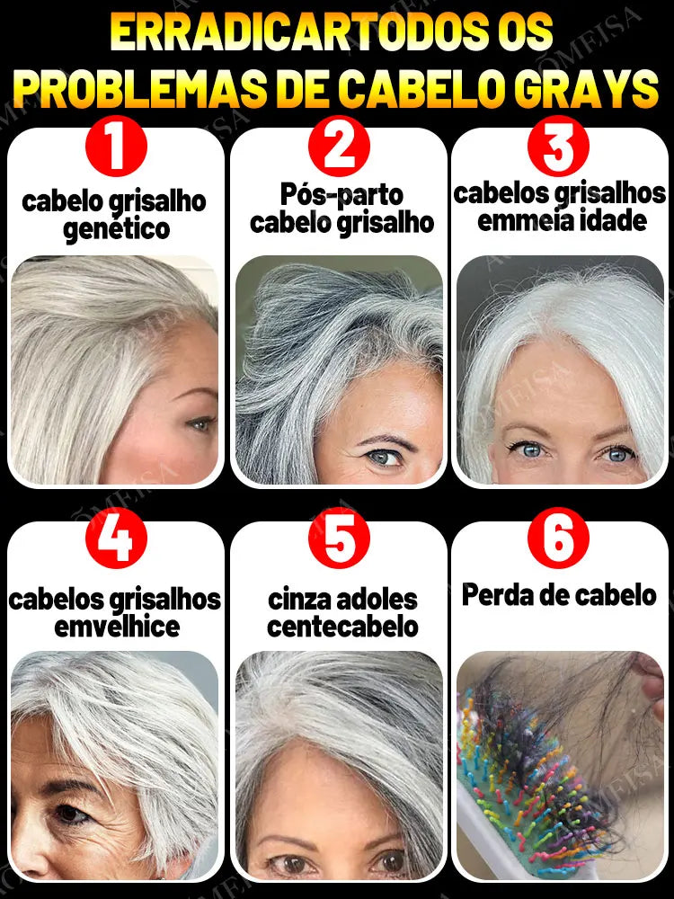 Restaurador de cabelo - Restaure a cor original do seu cabelo e veja os efeitos em apenas 7 dias.